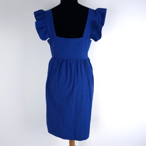 2 Hearts Women’s Linen blend Babydoll Waist flutter Sleeve Size Large - Picture 3 of 7